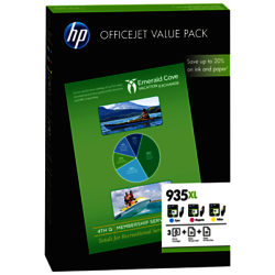 HP 935XL Ink Cartridge, Cyan, Magenta and Yellow Combo Pack, F6U78AE